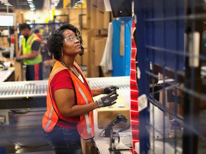 Woman working in a warehouse