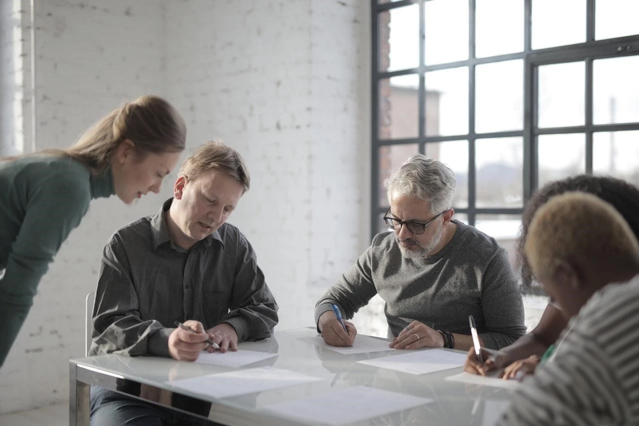 A group of people working together