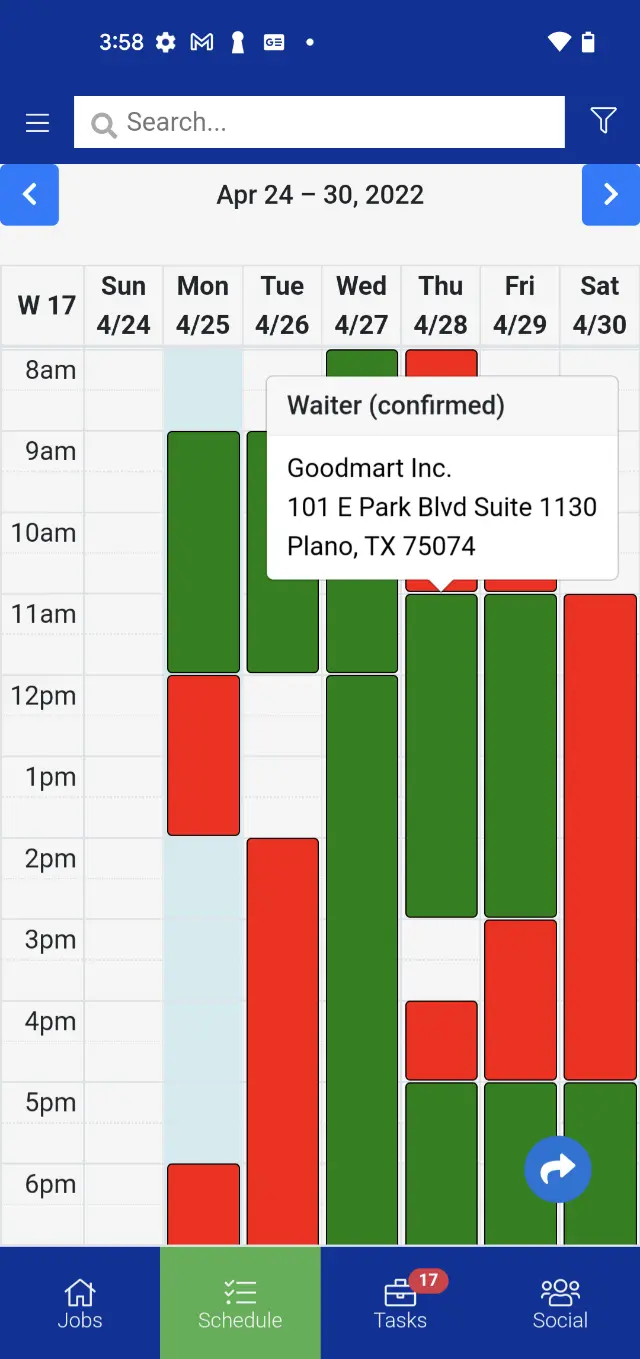 schedule page